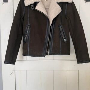 H&M Brown Utility Jacket with Shearling Collar